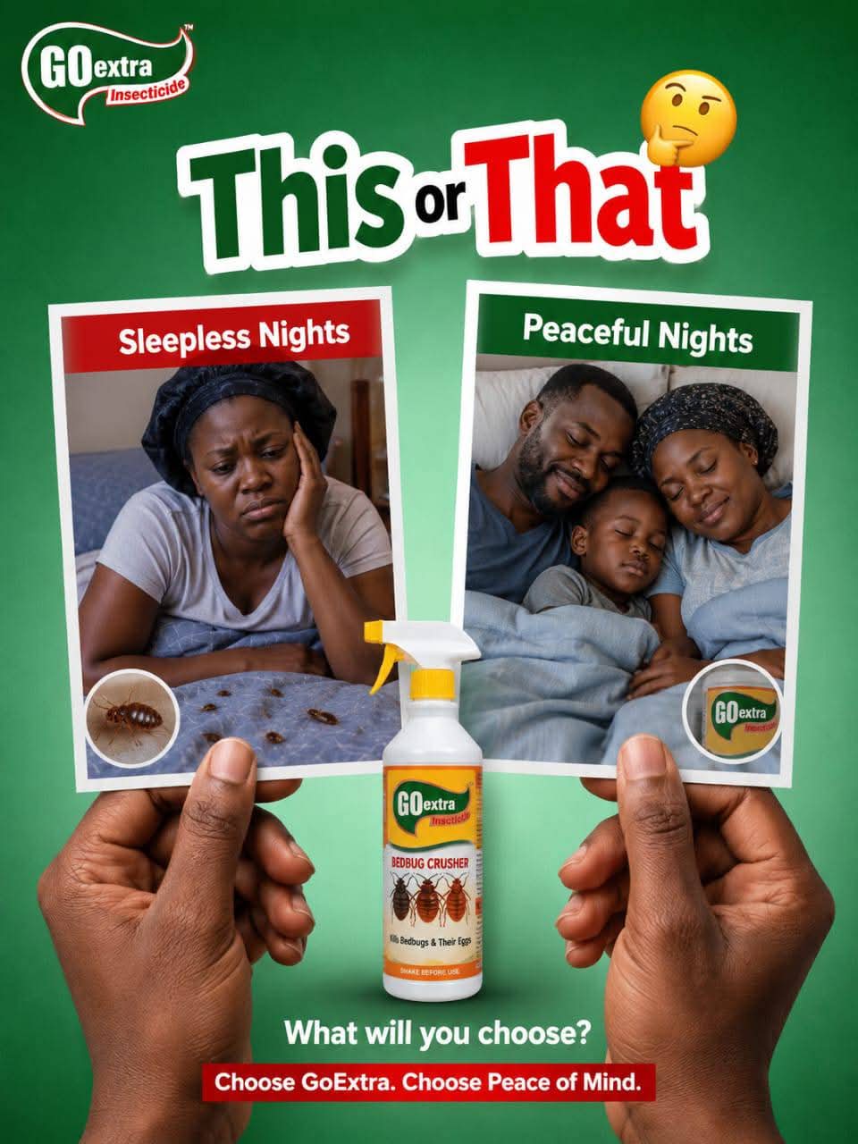 Sleepless nights versus peaceful nights with Bedbug Crusher